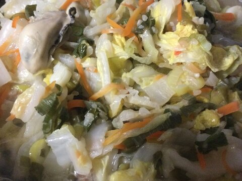 牡蠣と白菜の醤油麹炒め